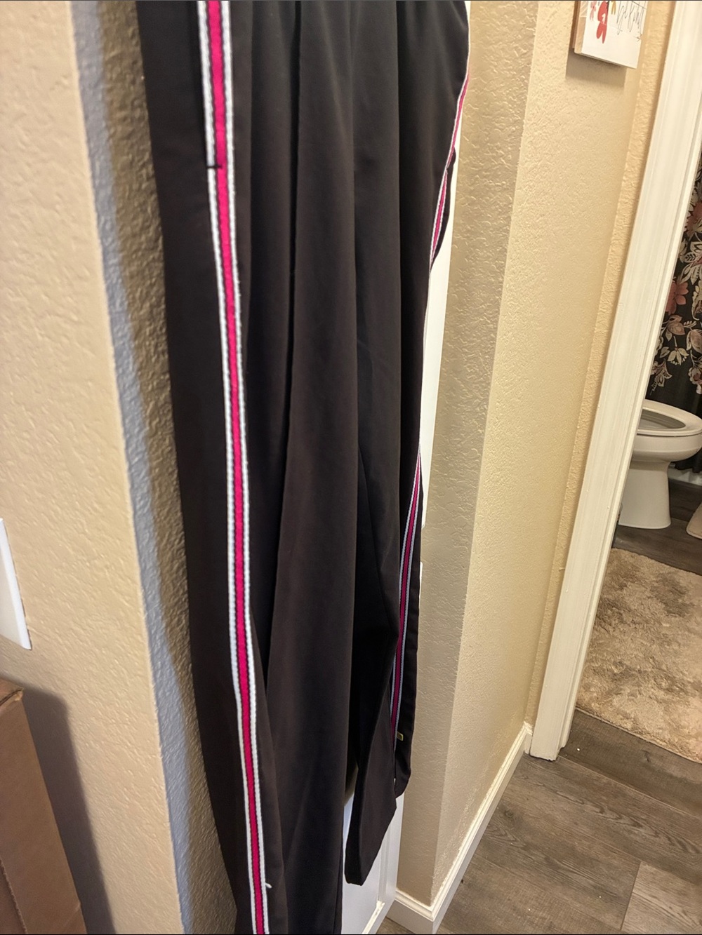 Made for Life Black Track Pants with Pink & White Side Stripe - Picture 5 of 8